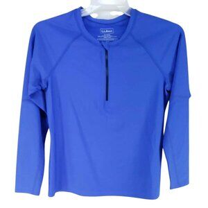 L.L. Bean Half Zip Nylon Pullover Women's Size Medium Blue Stretch
